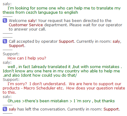 Strange Support Chat