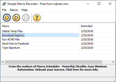 Toes Labor Attend Simple Macro Recorder - a Free Macro Recorder for Windows.