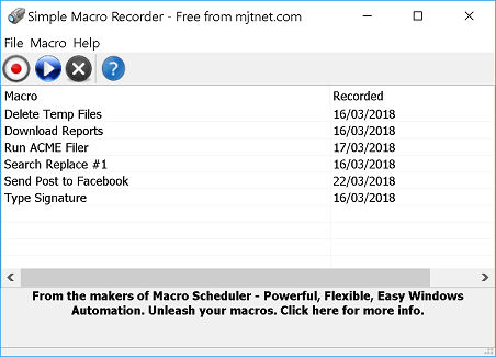 Simple Macro Recorder Interface - Free Windows automation tool with easy recording